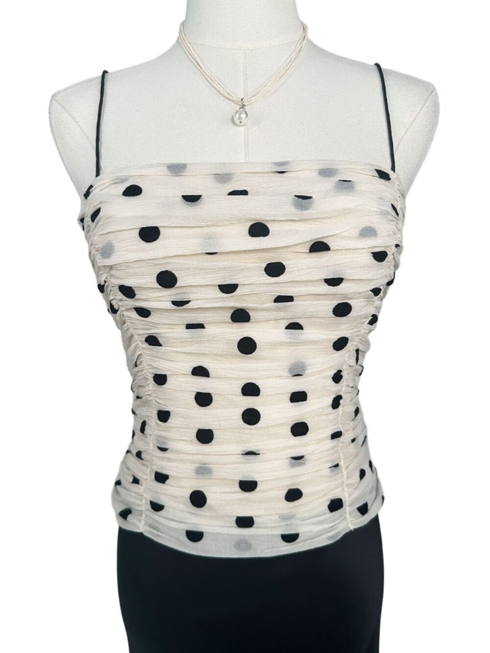Reformation Amber Top Cream And Black Dot Polka Dot Camisole 4